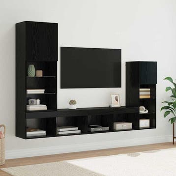 vidaXL TV Wandmeubels 4 st Zwart Eiken Bewerkt hout, Verzenden