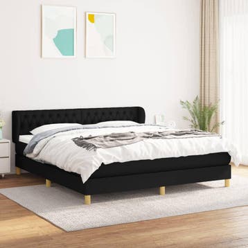 vidaXL Boxspring met matras stof zwart 180x200 cm, Verzenden