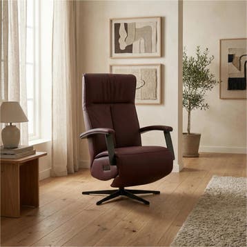 Leren elektrisch relaxfauteuil Pure - Toledo Bordeaux, Maison & Meubles, Ophalen of Verzenden