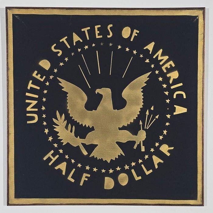 Franco Angeli (1935-1988) - Half Dollar (Antipittura), Antiek en Kunst, Kunst | Schilderijen | Modern