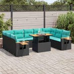 vidaXL 10-delige Loungeset met kussens poly rattan acacia, Verzenden, Loungeset