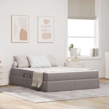 vidaXL Opbergbed met matras met matras Taupe 140 x 200 cm, Verzenden, Nieuw