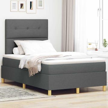 vidaXL LED Box Spring Bed met hoofdeinde Donkergrijs 120 x, Verzenden