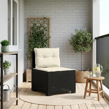 vidaXL Eén-zits Tuin Sofa met Kussens Rieten Look PP, Verzenden