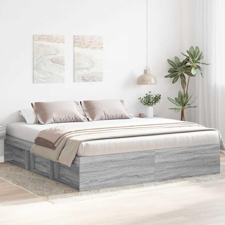 vidaXL Bedframe grijs sonoma eikenkleurig 180x200 cm Super, Huis en Inrichting, Slaapkamer | Bedden, Nieuw, Verzenden