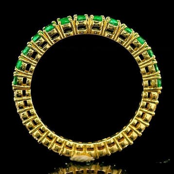 Ring - 14 karaat Geel goud - 0.89ct. tw. Smaragd - Diamant -