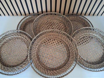 Onderbord (6) - Rattan - Handgevlochten, Antiek en Kunst