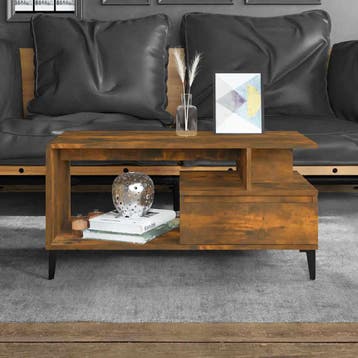 vidaXL Salontafel 90x49x45 cm bewerkt hout gerookt, Verzenden, Nieuw