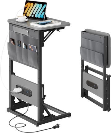 Laptoptafel - Bijzettafel - Verstelbaar - 70x40x30 - Grijs -, Verzenden