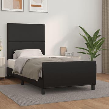 vidaXL Bedframe met hoofdbord kunstleer zwart 80x200 cm, Verzenden, Nieuw