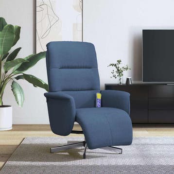 vidaXL Massagestoel verstelbaar met voetensteun stof blauw, Verzenden, Nieuw