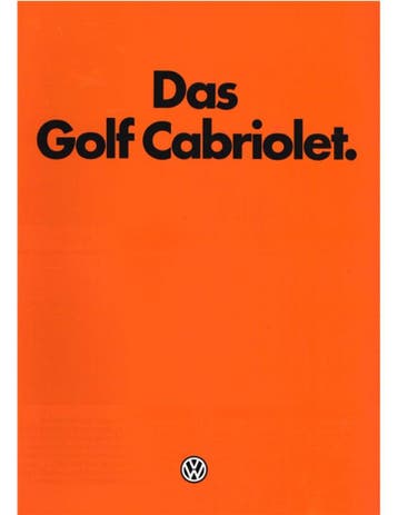 1982 VOLKSWAGEN GOLF CABRIOLET BROCHURE DUITS, Nieuw