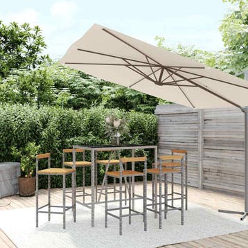 vidaXL 7-delige Tuinbarset poly rattan en massief acaciahout, Tuin en Terras, Verzenden, Nieuw