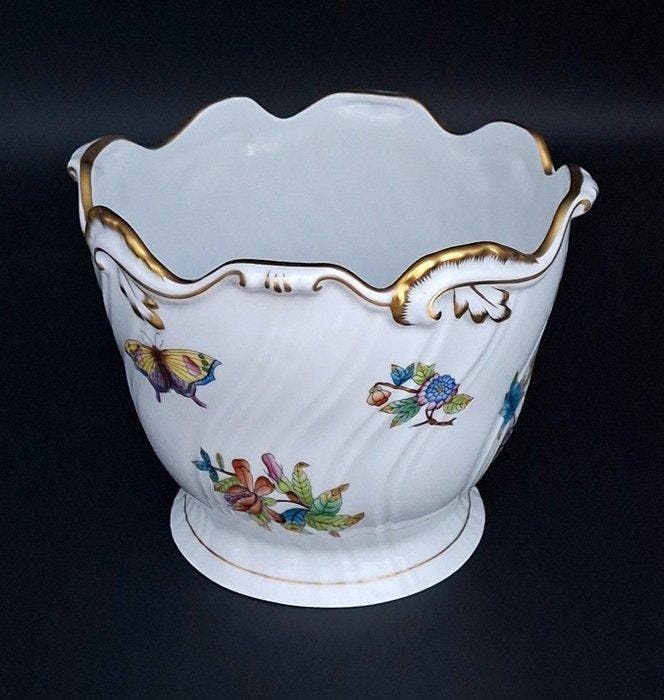 Herend - Tafelservies - 1e keus! Queen Victoria XL cachepot, Antiquités & Art, Antiquités | Verre & Cristal