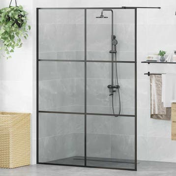 vidaXL Inloopdouchewand Zwart 140 x 195 cm gehard glas, Verzenden, Nieuw