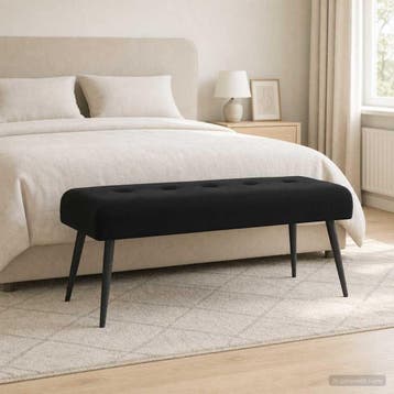 vidaXL Bank met knopen tufting Zwart 110 x 40 x 46 cm, Verzenden