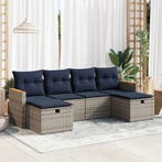vidaXL 6-delige Loungeset met kussens poly rattan grijs, Verzenden, Nieuw, Loungeset