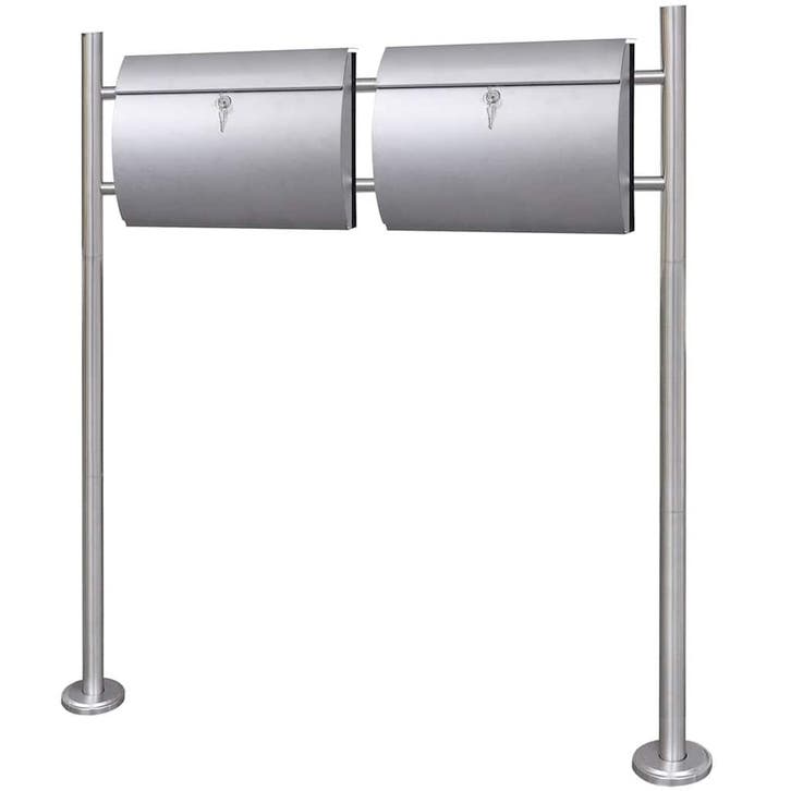 vidaXL Dubbele brievenbus op RVS standaard, Jardin & Terrasse, Boîtes aux lettres, Envoi