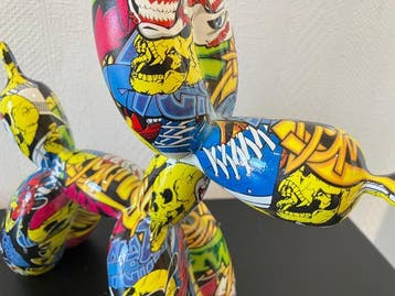 Sculpture, Graffiti Balloon Dog - 24 cm - résines