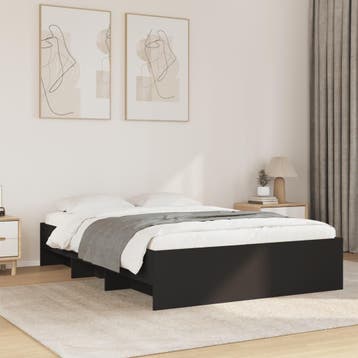vidaXL Bedframe bewerkt hout zwart 140x190 cm, Verzenden, Nieuw