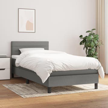 vidaXL Boxspring met matras stof donkergrijs 90x200 cm, Verzenden, Nieuw