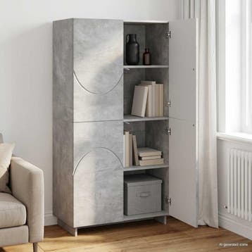 vidaXL Highboard Betongrijs 79 x 41 x 151 cm Bewerkt hout, Huis en Inrichting, Verzenden, Nieuw