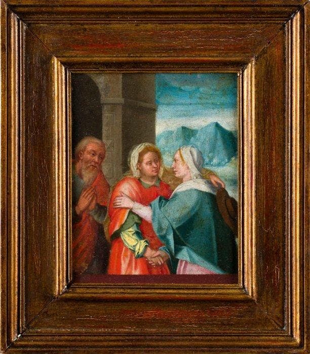 Flemish School (XVII) - The Visitation of Mary, Antiek en Kunst, Kunst | Schilderijen | Klassiek
