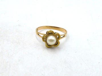 Ring - 18 karaat Geel goud Parel, Handtassen en Accessoires, Nieuw