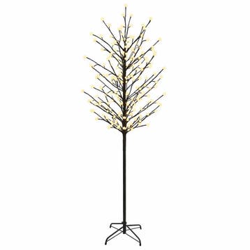 vidaXL Led-bollen kerstboom Zwart 210 cm Staal 250 LEDs, Verzenden