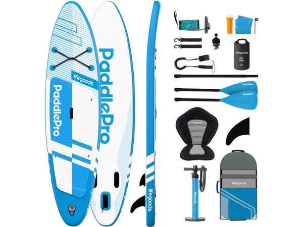 Veiling - LifeGoods PaddlePro SUP board pro set met zitje, Watersport en Boten, Suppen, Nieuw