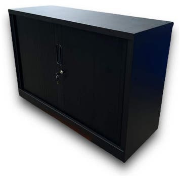 Roldeurkast mat zwart (80x120x45) - Incl. Slot En Legplank!, Huis en Inrichting, Kasten | Roldeurkasten en Archiefkasten, 100 tot 150 cm