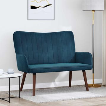 vidaXL 2-Zits Sofa Blauw 115 x 61 x 87 cm fluweel, Verzenden, Nieuw