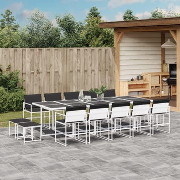 vidaXL 15-delige Tuinset met kussens textileen wit, Tuin en Terras, Verzenden, Nieuw, Tuinset
