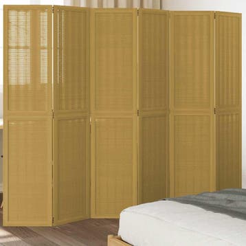 vidaXL Kamerscherm met 6 panelen massief paulowniahout bruin, Verzenden, Nieuw