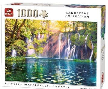 King Puzzel 1000 Stukjes Plitvice Watervallen - Landscape Co, Verzenden, Nieuw