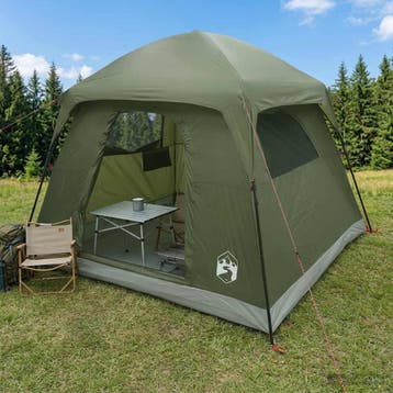 vidaXL Huisje Tent Olijfgroen 244 x 213 x 183 cm Polyester, Caravans en Kamperen, Tenten, Verzenden, Nieuw
