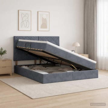 vidaXL Opslag bed met matras Donkergrijs 180 x 200 cm, Huis en Inrichting, Verzenden, Nieuw