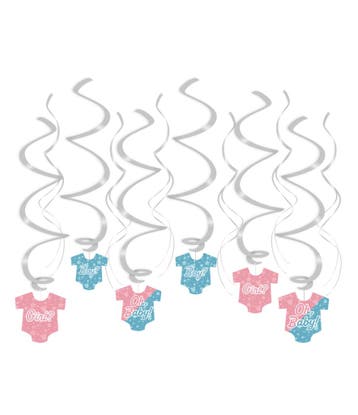 Hangdecoratie Gender Reveal 14cm 12st, Verzenden