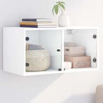 vidaXL Wandkast met glazen deuren 68,5x37x35 cm wit, Verzenden, Nieuw