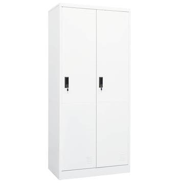 vidaXL Kledingkast 80x50x180 cm staal wit, Verzenden