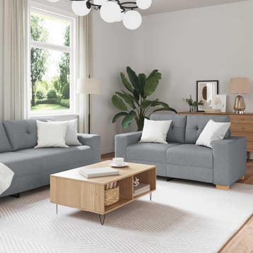 vidaXL bank / zetel 3 st Lichtgrijs Linnenmix Stoffen, Verzenden, Nieuw