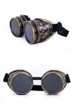 Goggles Steampunk Bril Brons Montuur Zonnebril Glazen Goud B, Ophalen of Verzenden, Nieuw