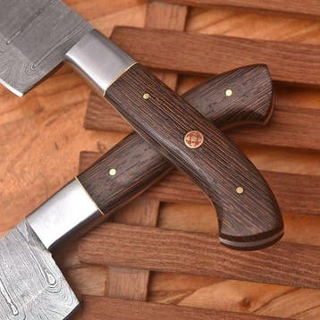 Keukenmes - Chefs knife - wengehout en gevouwen staal -