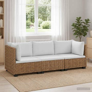 vidaXL 3 st Rieten Loungeset met Kussens GENDT Natuurlijk, Verzenden