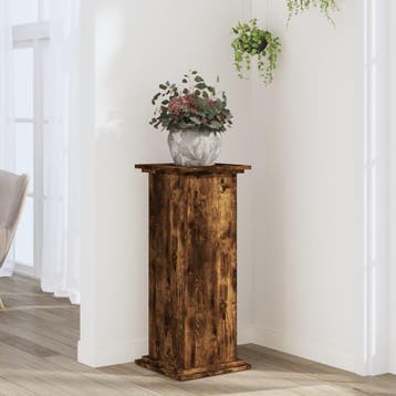 vidaXL Plantenstandaard 33x33x80 cm bewerkt hout gerookt, Verzenden, Nieuw
