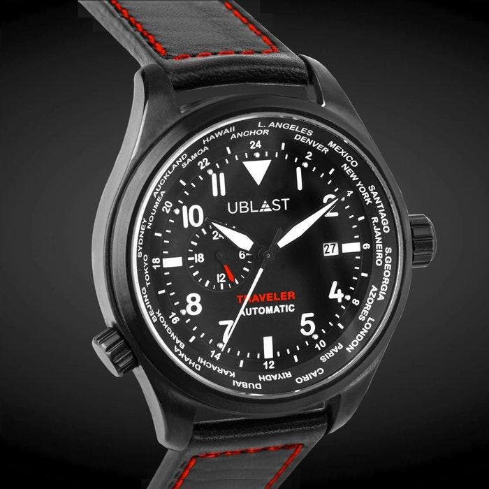 Ublast - Traveler Automatic World Time - REF.UBTR47BK/RD -, Bijoux, Sacs & Beauté, Montres | Hommes