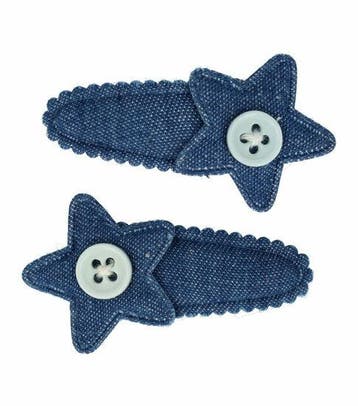 Haarspeld Klikklak 3cm - Ster Knoop - Jeans Blauw - Set van