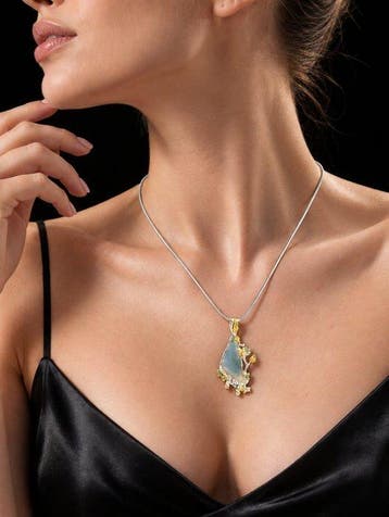 Pendentif en agate mousse - collier en argent sterling 925