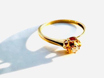 Zonder minimumprijs - Ring - 18 karaat Geel goud - 0.04ct., Nieuw