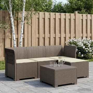 vidaXL 4-Zitter Tuin Sofa met Kussens Rattan Look PP, Verzenden